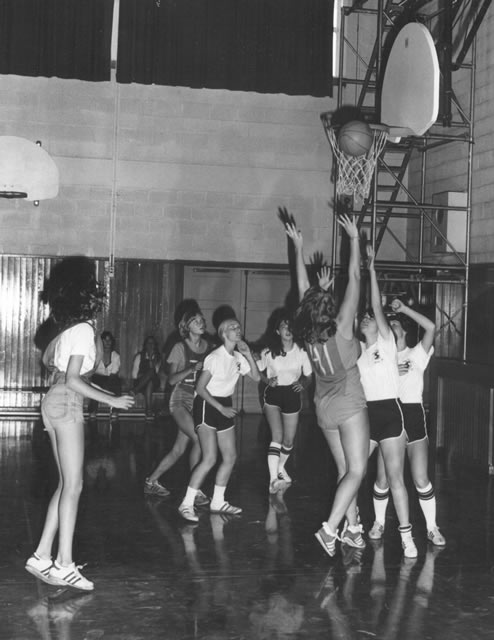 Markham vs Stouffville Sr. Girl's Basketball game.  April Snowball #41, Judy Neufeld #30, Kim Hunter