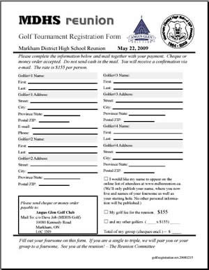 Golf Registration Form Angus Glen